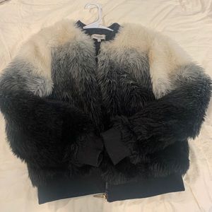 Black and white faux fur jacket